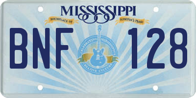 MS license plate BNF128