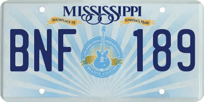 MS license plate BNF189