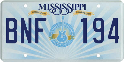 MS license plate BNF194