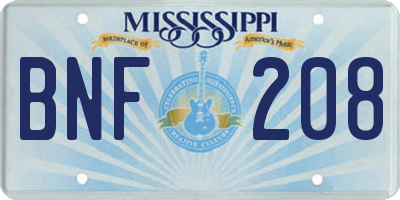 MS license plate BNF208