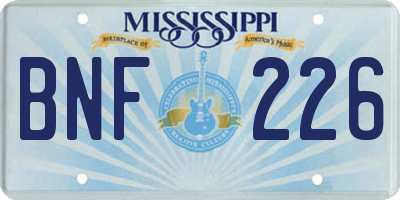 MS license plate BNF226