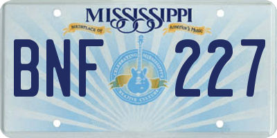 MS license plate BNF227