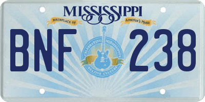 MS license plate BNF238