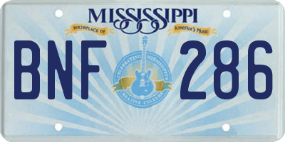 MS license plate BNF286