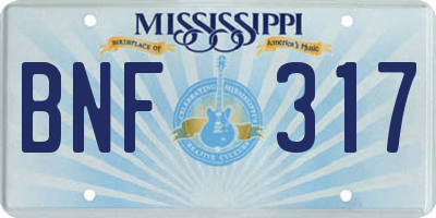 MS license plate BNF317