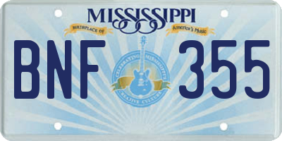 MS license plate BNF355