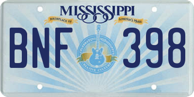 MS license plate BNF398