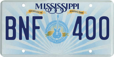 MS license plate BNF400