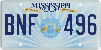 MS license plate BNF496