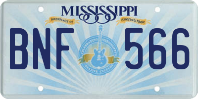 MS license plate BNF566