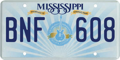 MS license plate BNF608