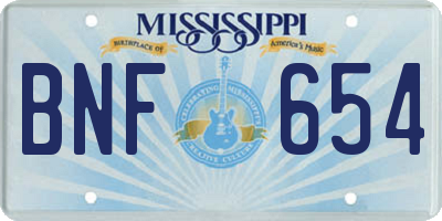 MS license plate BNF654