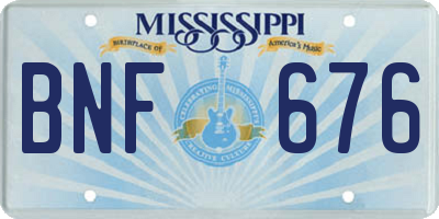 MS license plate BNF676