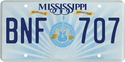 MS license plate BNF707