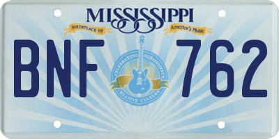MS license plate BNF762