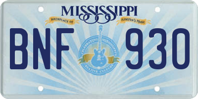 MS license plate BNF930