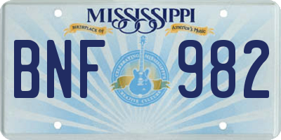 MS license plate BNF982