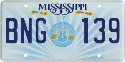 MS license plate BNG139