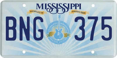 MS license plate BNG375