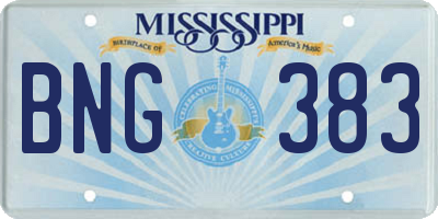 MS license plate BNG383