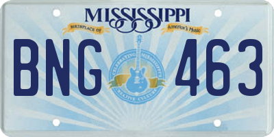 MS license plate BNG463
