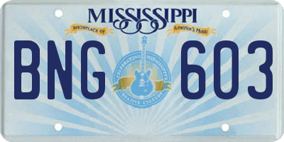 MS license plate BNG603