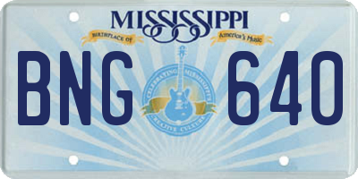 MS license plate BNG640