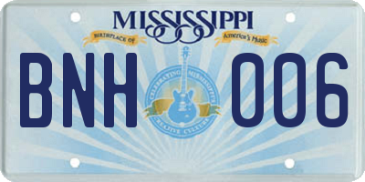 MS license plate BNH006