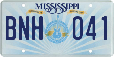 MS license plate BNH041