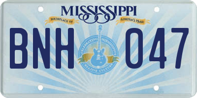 MS license plate BNH047