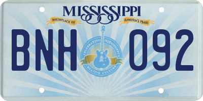 MS license plate BNH092