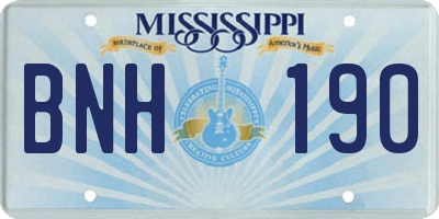 MS license plate BNH190