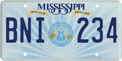 MS license plate BNI234