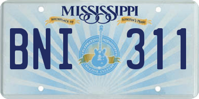 MS license plate BNI311