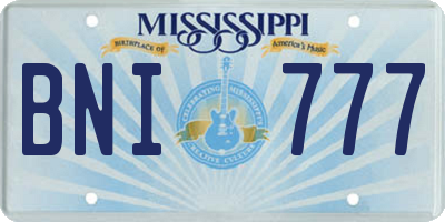 MS license plate BNI777