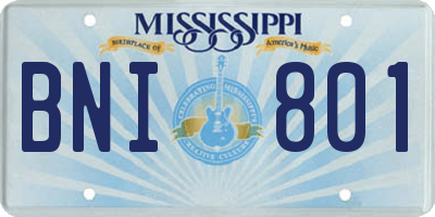 MS license plate BNI801