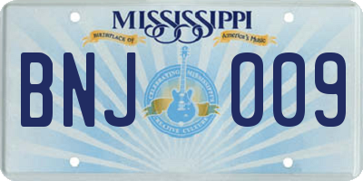 MS license plate BNJ009
