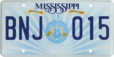 MS license plate BNJ015