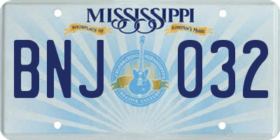 MS license plate BNJ032
