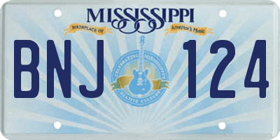 MS license plate BNJ124