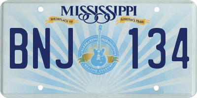 MS license plate BNJ134