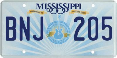 MS license plate BNJ205