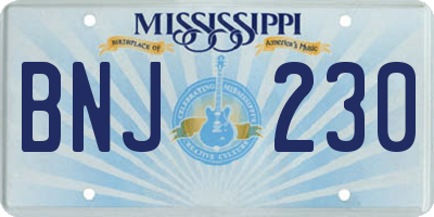 MS license plate BNJ230