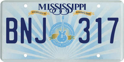 MS license plate BNJ317