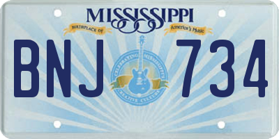 MS license plate BNJ734