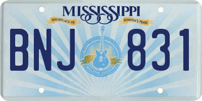 MS license plate BNJ831