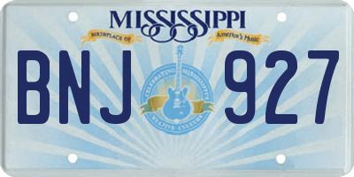 MS license plate BNJ927