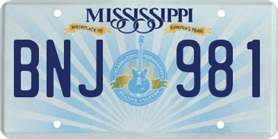 MS license plate BNJ981