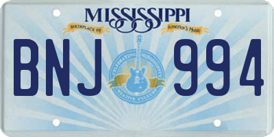 MS license plate BNJ994