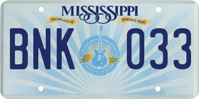 MS license plate BNK033